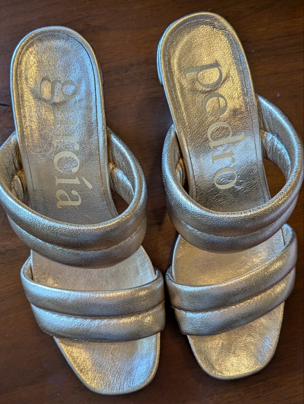 Pedro Garcia Metallic Gold Leather Heeled Sandals EU 38.5 Made In Spain